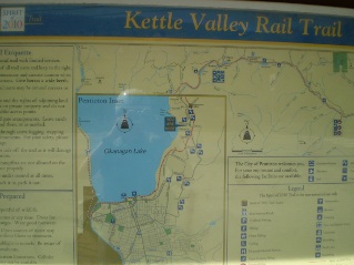 An information board by the Naramata Road parking lot, Kettle Valley Railway Penticton to Naramata, 2011-08.